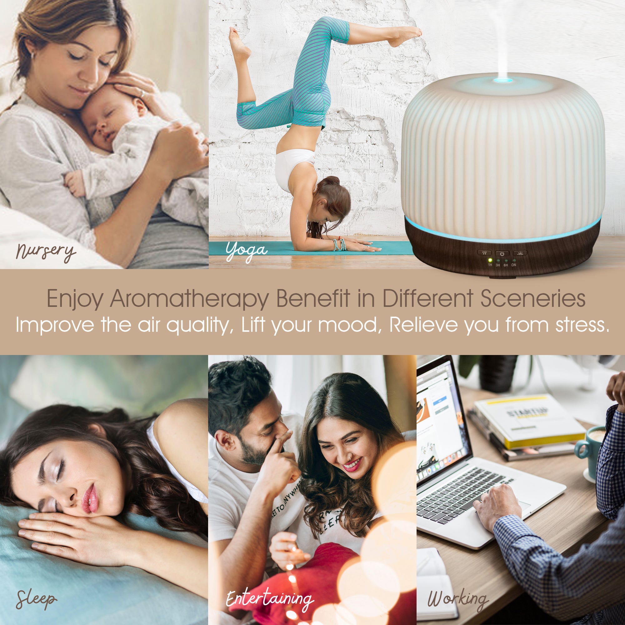 Earnest Living 直紋陶瓷香氛水氧機 500ml